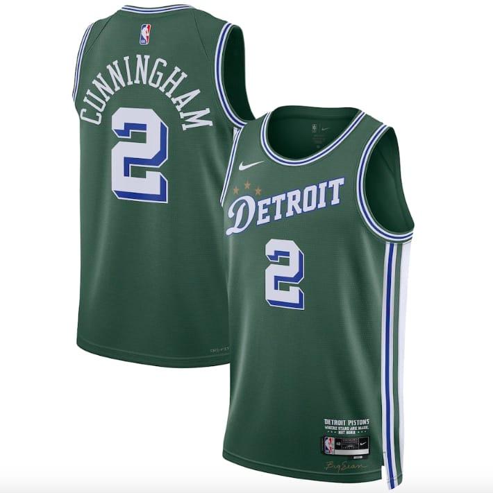 Баскетбольная джерси 2022-23 Detroit Pistons #2 Cade Cunningham Nike City Green Jersey