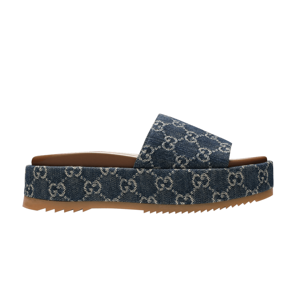 Сандалии Gucci Wmns Platform Slide Sandal 'Allover GG Denim'