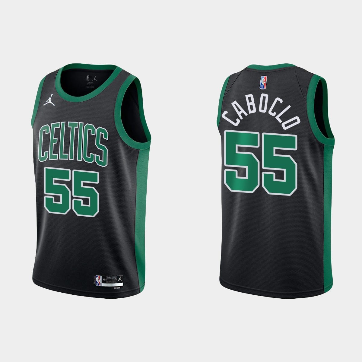 Баскетбольная джерси Boston Celtics #55 Bruno Caboclo 75th Anniversary Statement Black Jersey