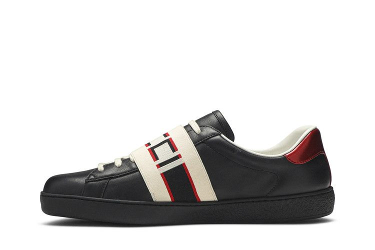 Кроссовки Gucci Ace Stripe Leather 'Black'