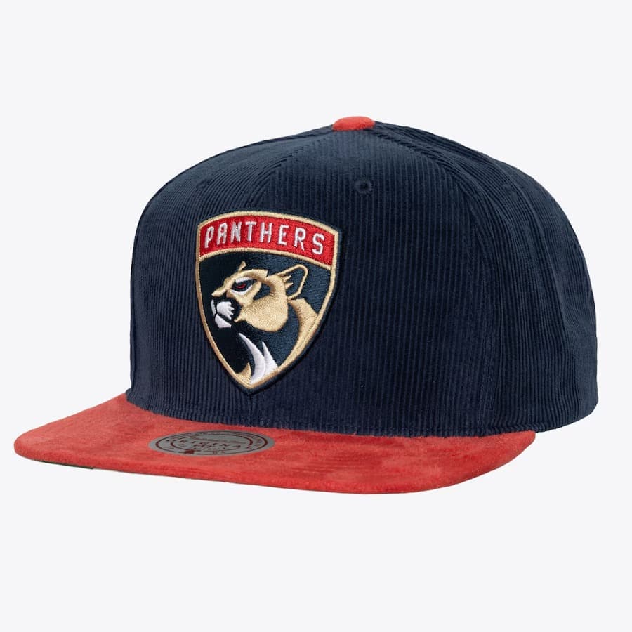 Бейсболка Mitchell & Ness Navy Red Florida Panthers Sueduroy Snapback Hat