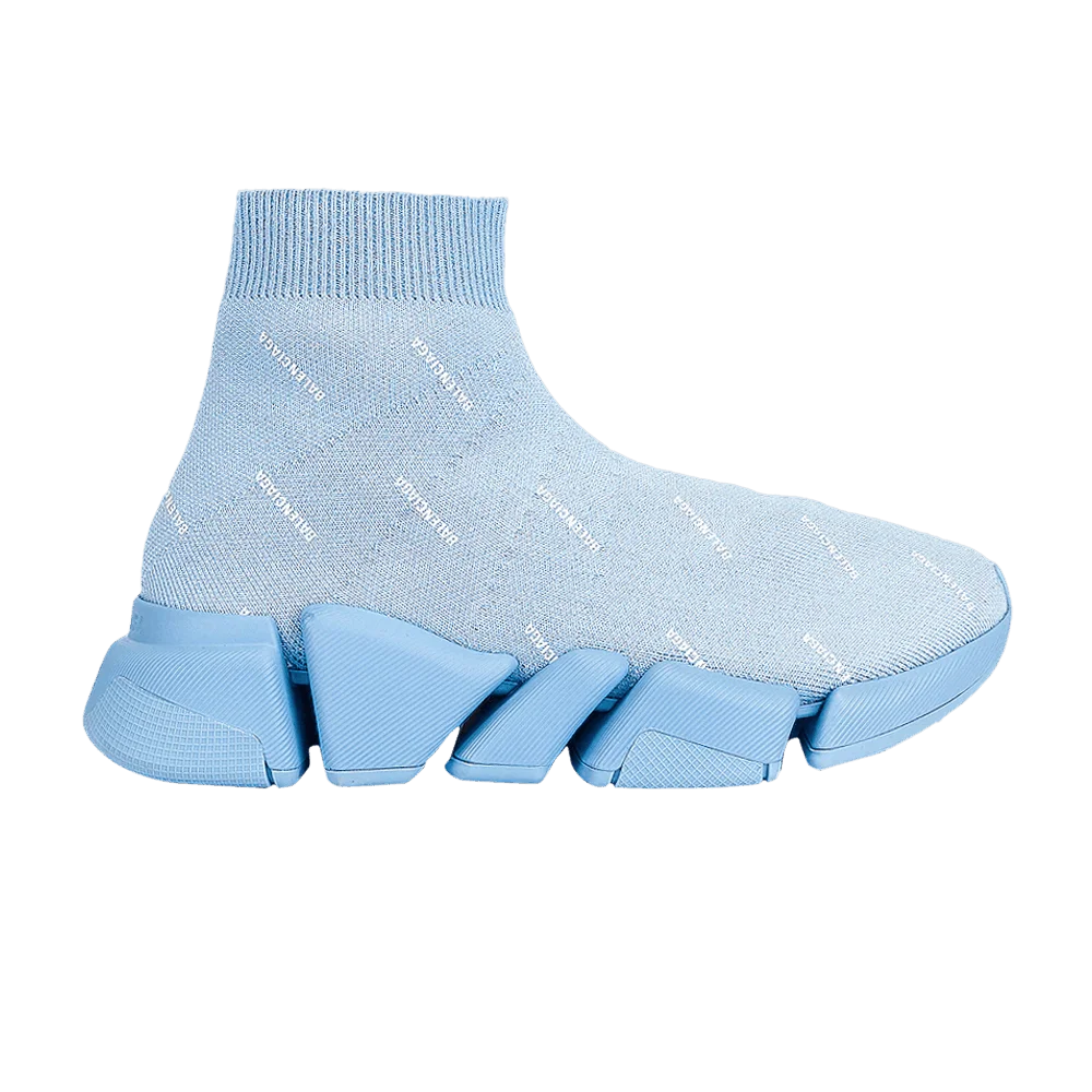 Кроссовки Balenciaga Speed 2.0 Sneaker 'Allover Logo - Soft Blue'