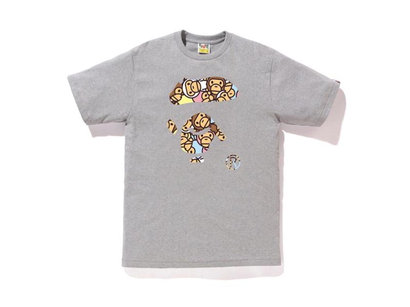 Футболка BAPE All Baby Milo Multi Ape Face Tee Gray