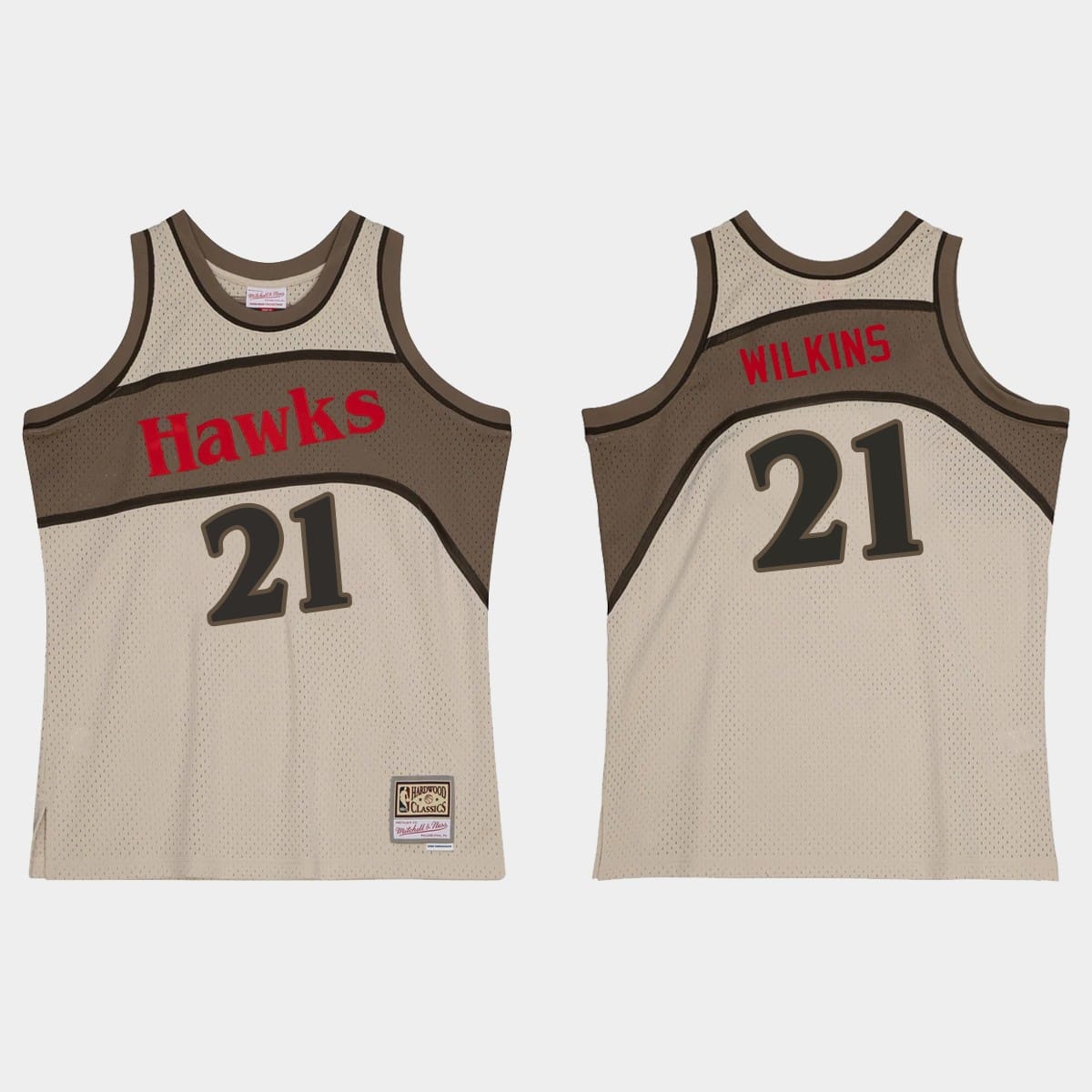 Баскетбольная джерси Atlanta Hawks #21 Dominique Wilkins Hardwood Classics Gray Jersey