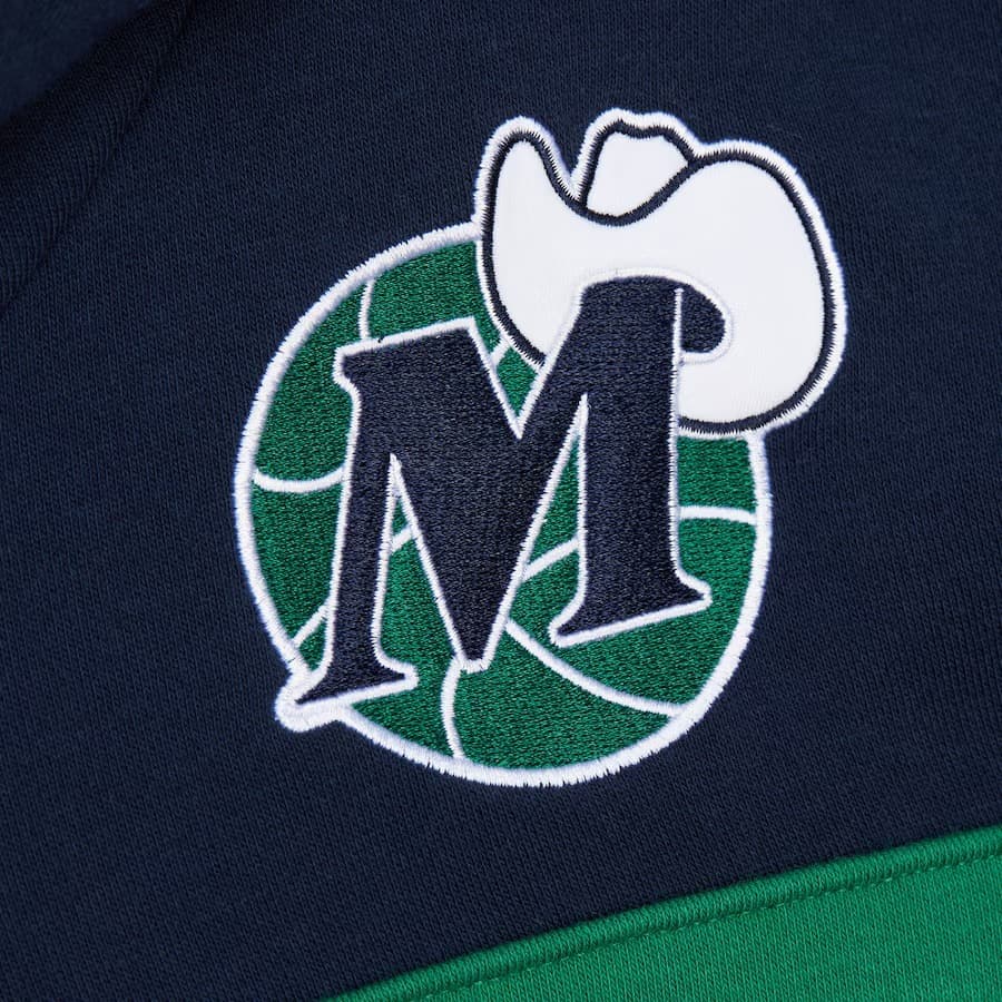 Худи Mitchell & Ness Navy Dallas Mavericks Vintage Logo Head Coach Fleece Pullover Hoodie