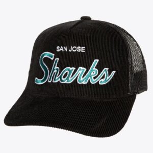 Mitchell-Ness-Black-San-Jose-Sharks-Times-Up-Trucker-Adjustable-Hat-300x300