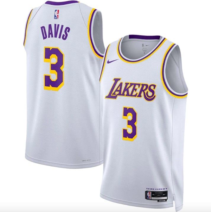 Баскетбольная джерси 2022-23 LA Lakers #3 Anthony Davis Swingman Association White Jersey