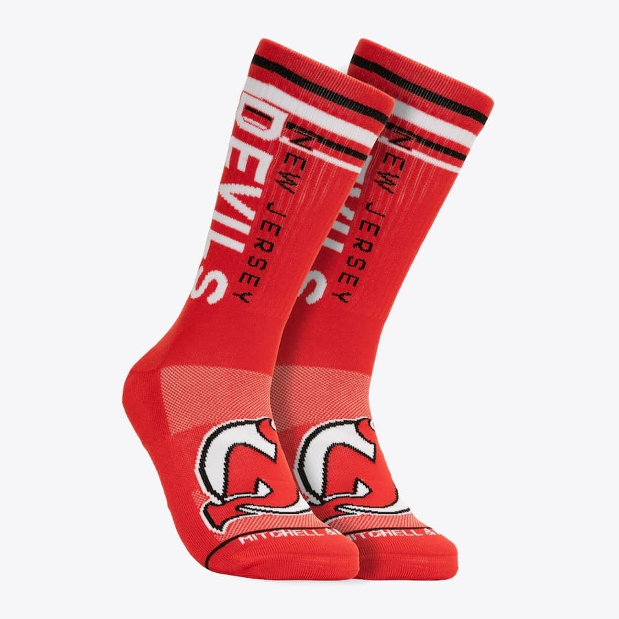 Спортивные носки Mitchell & Ness Red New Jersey Devils Power Play Crew Socks