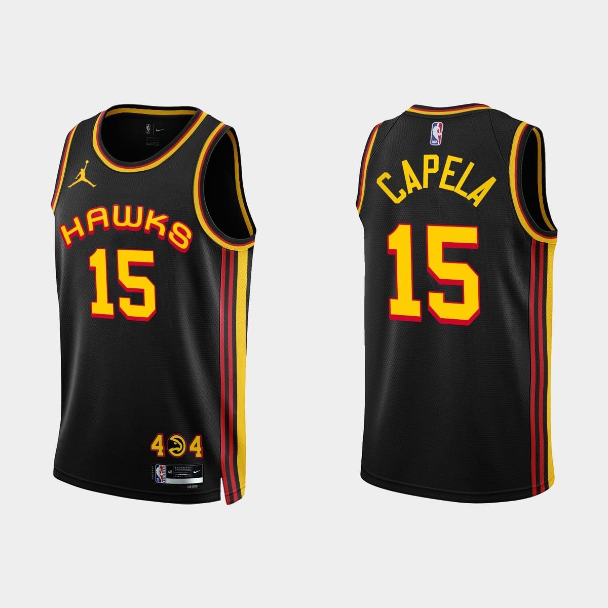 Баскетбольная джерси 2022-23 Atlanta Hawks #15 Clint Capela Statement Black Jersey