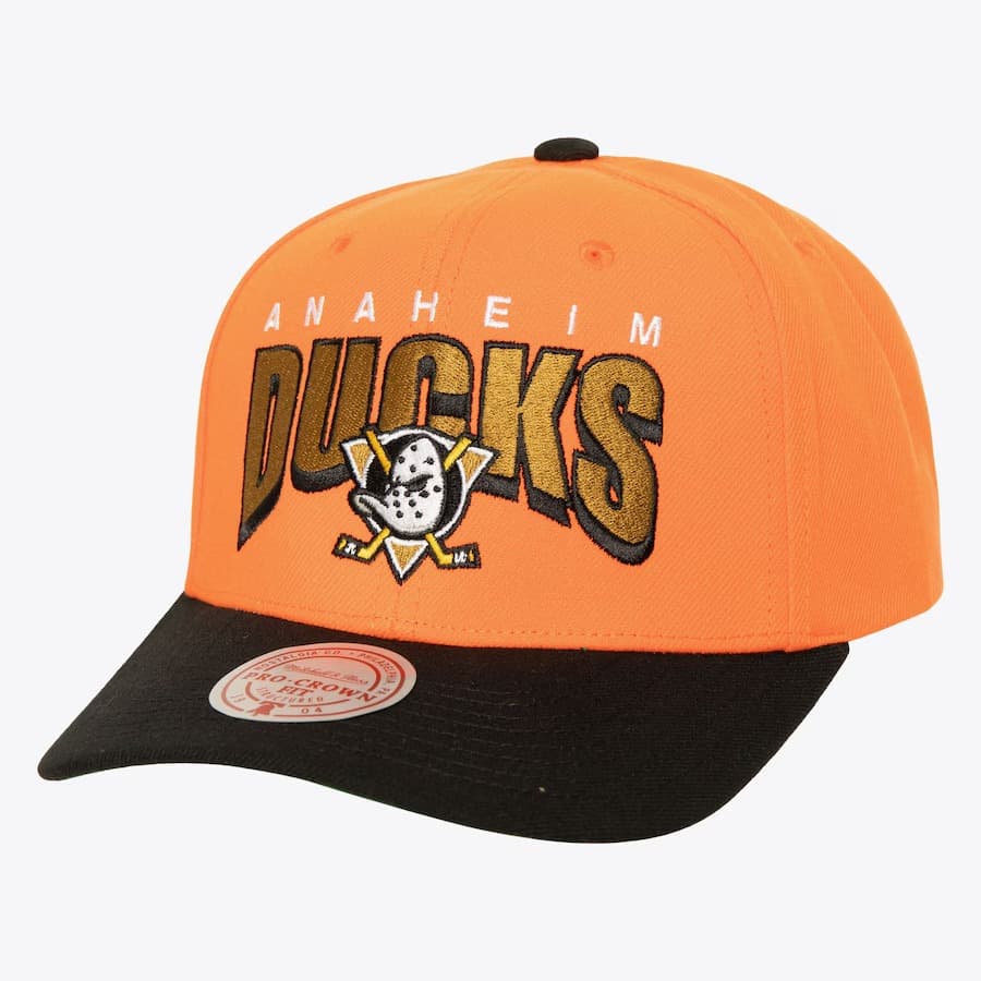 Бейсболка Mitchell & Ness Orange Anaheim Ducks Boom Text Pro Snapback Hat