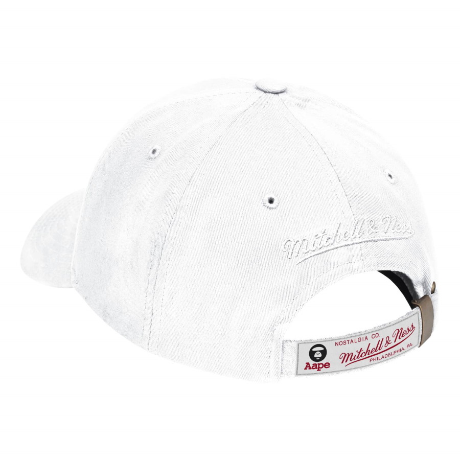 Бейсболка Aape x Mitchell & Ness Golden State Warriors Strapback Hat White