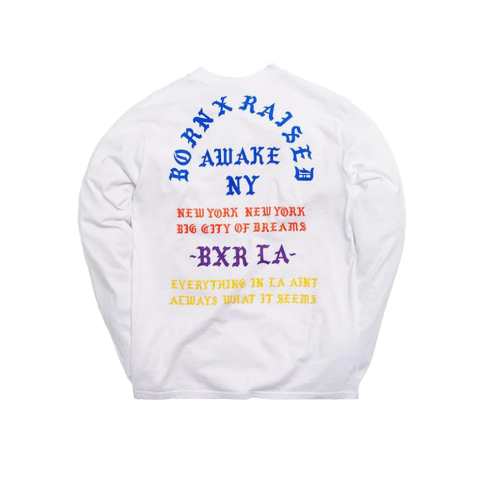 Футболка Awake x Born X Raised Coast To Coast L/S Tee White