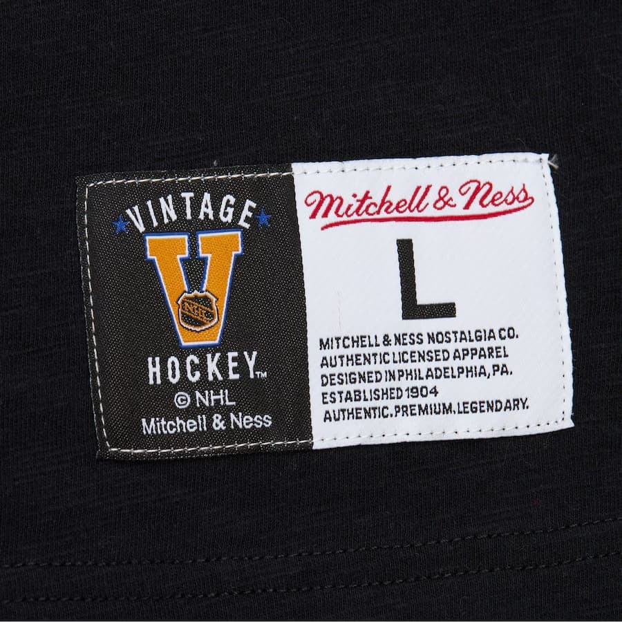 Лонгслив Mitchell & Ness Black Anaheim Ducks Vintage Logo Legendary Slub Long Sleeve T-Shirt