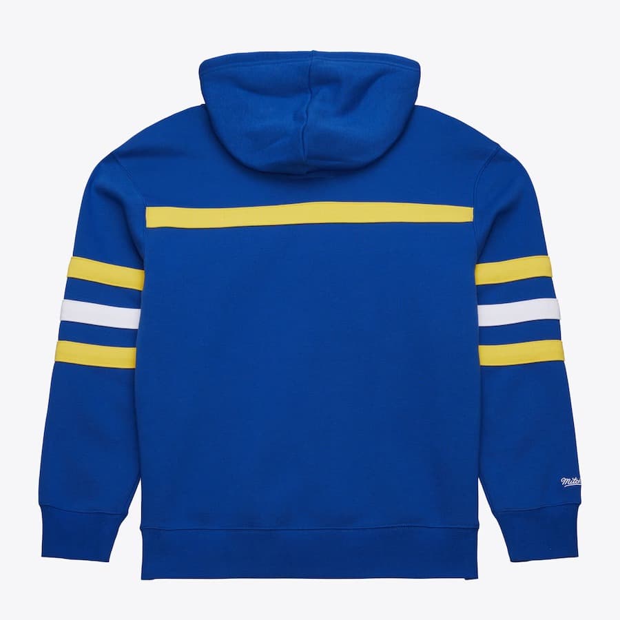 Худи Mitchell & Ness Royal Golden State Warriors Vintage Logo Head Coach Fleece Pullover Hoodie