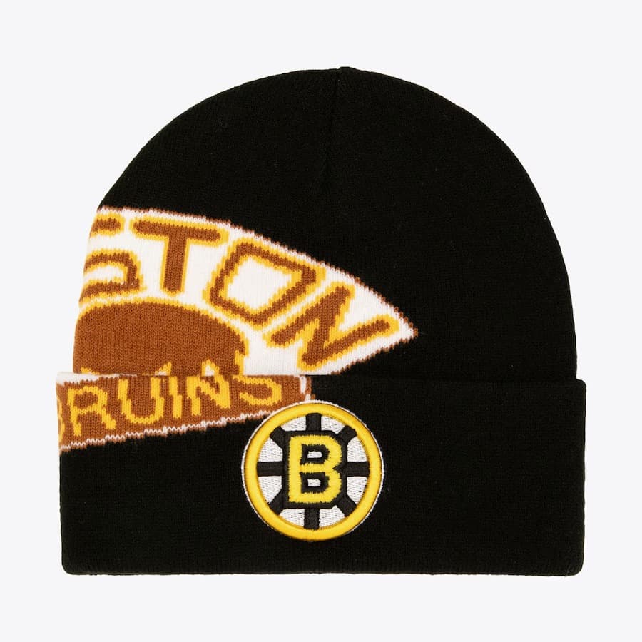 Шапка Mitchell & Ness Black Boston Bruins Cricket Vintage Cuffed Knit Hat