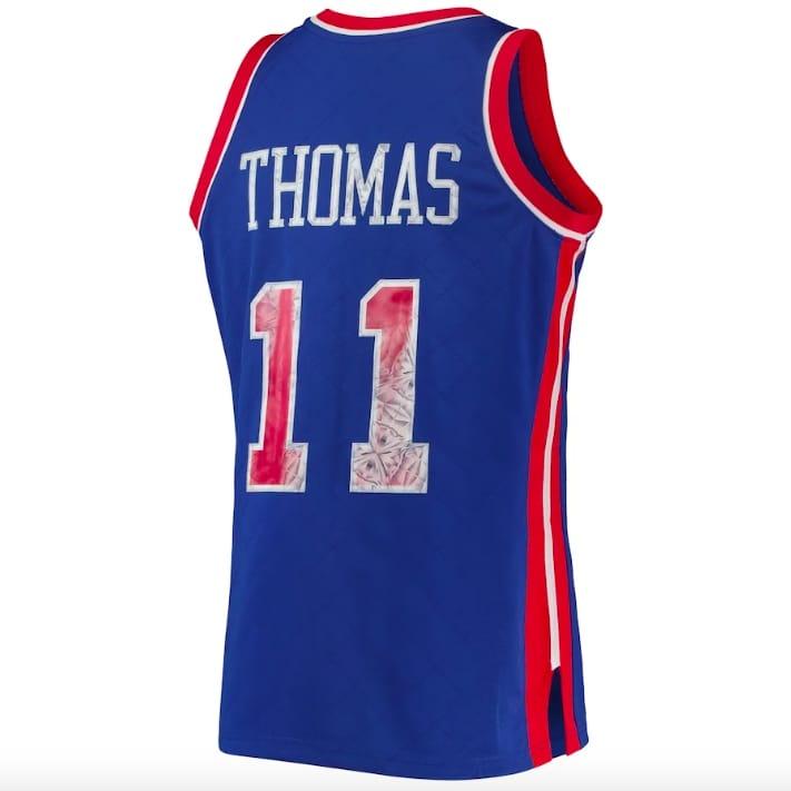 Баскетбольная джерси 1996-97 Detroit Pistons #11 Isiah Thomas Mitchell & Ness NBA 75th Anniversary Diamond Blue Jersey