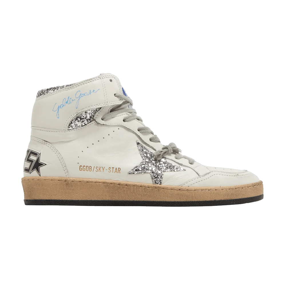 Krossovki-Golden-Goose-Wmns-Sky-Star-White-Silver-Glitter