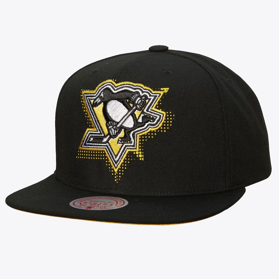 Бейсболка Mitchell & Ness Black Pittsburgh Penguins Big Face 7.0 Vintage Snapback Hat