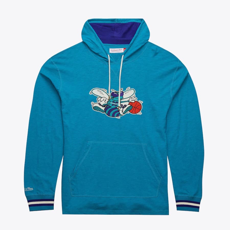 Худи Mitchell & Ness Teal Charlotte Hornets Legendary Slub Vintage Logo Pullover Hoodie