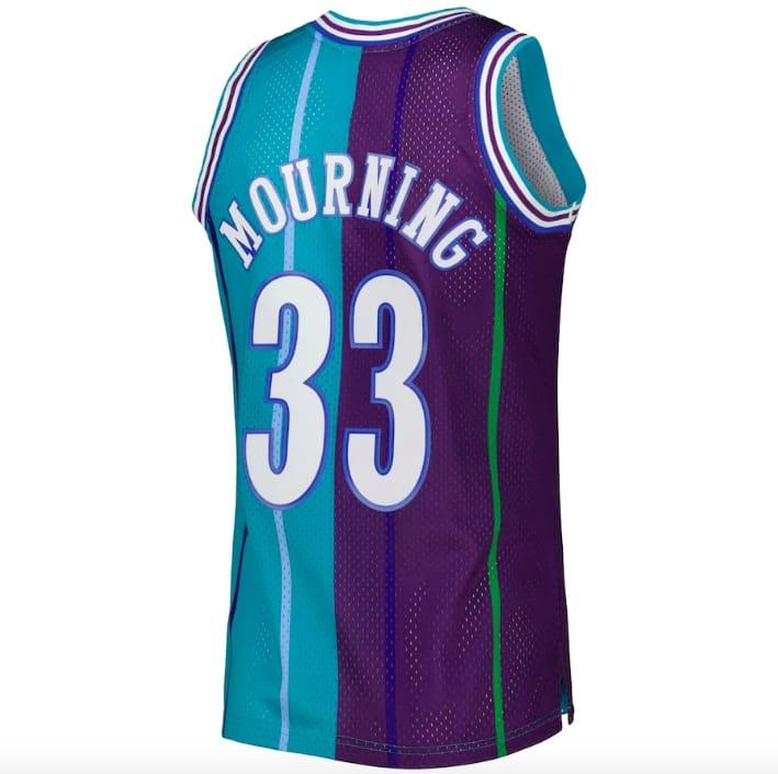 1992-93-Charlotte-Hornets-33-Alonzo-Mourning-Hardwood-Split-TealPurple-Jersey-4