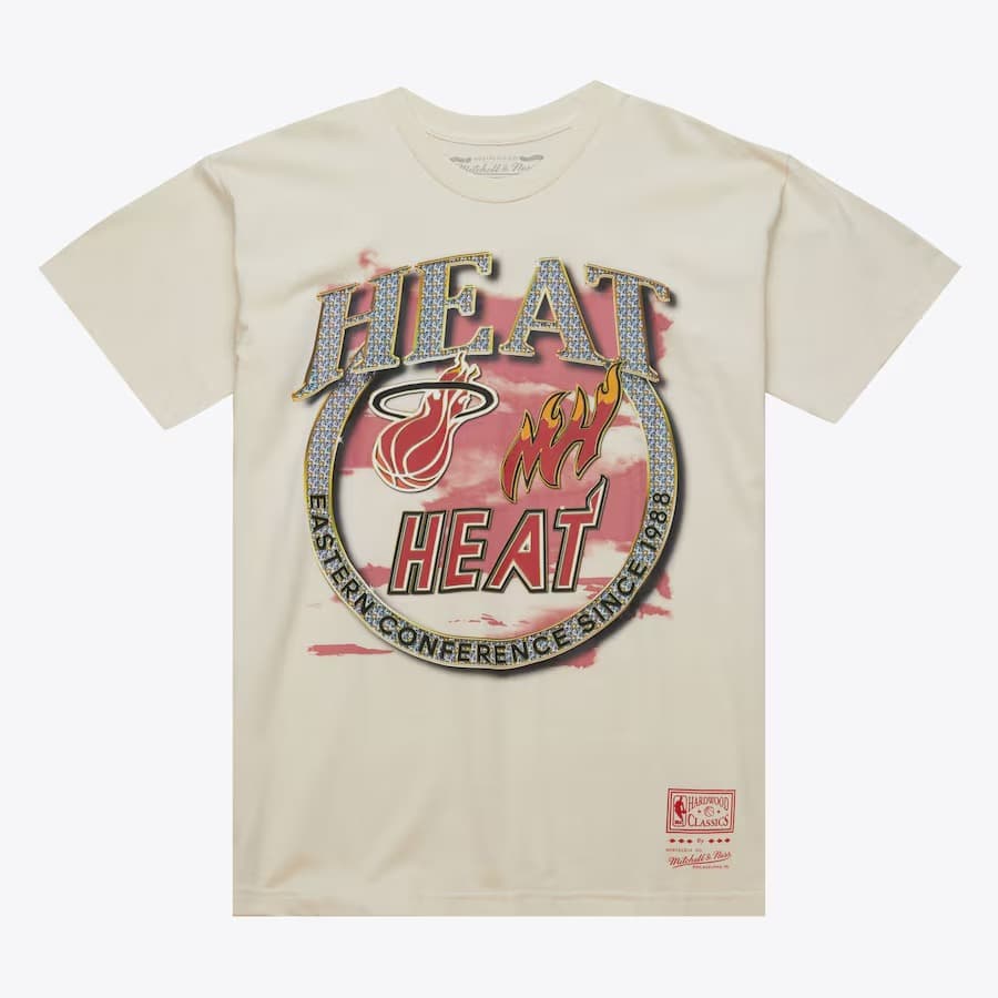 Футболка Mitchell & Ness Natural Miami Heat Hardwood Classics Crown Jewels T-Shirt