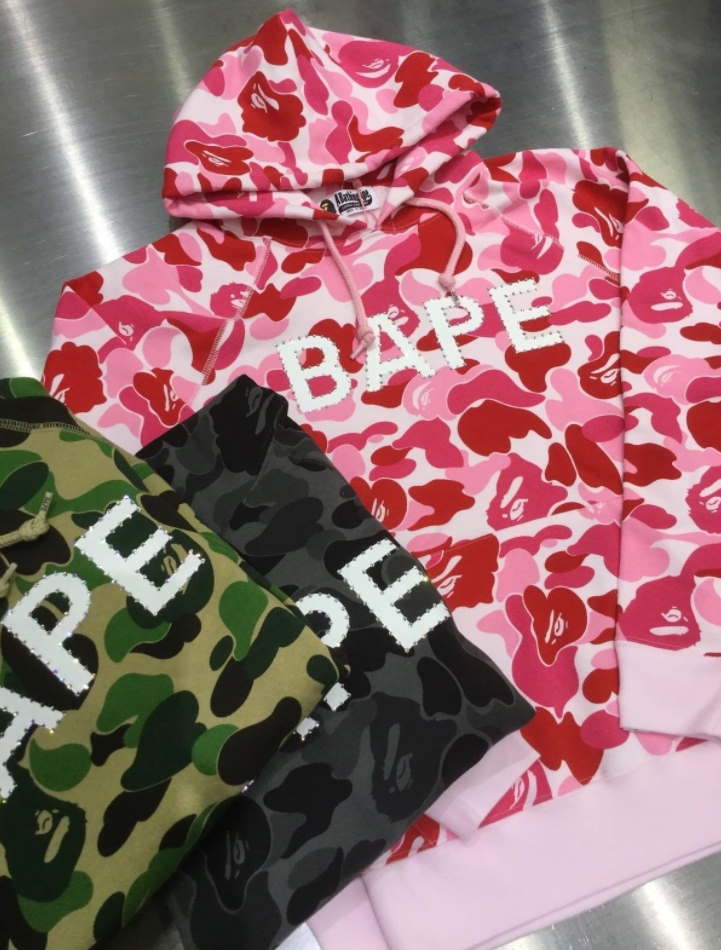 Худи BAPE ABC Camo BAPE Swarovski Full Zip Hoodie Pink