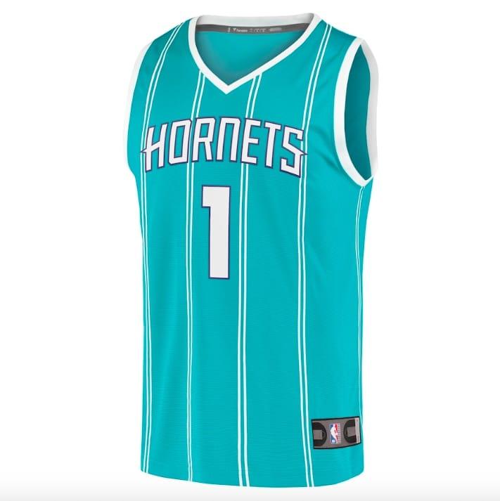 Баскетбольная джерси 2021-22 Charlotte Hornets #1 LaMelo Ball Fast Break Icon Teal Jersey