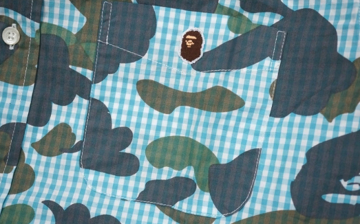 Рубашка BAPE Camo Print Button Up Blue
