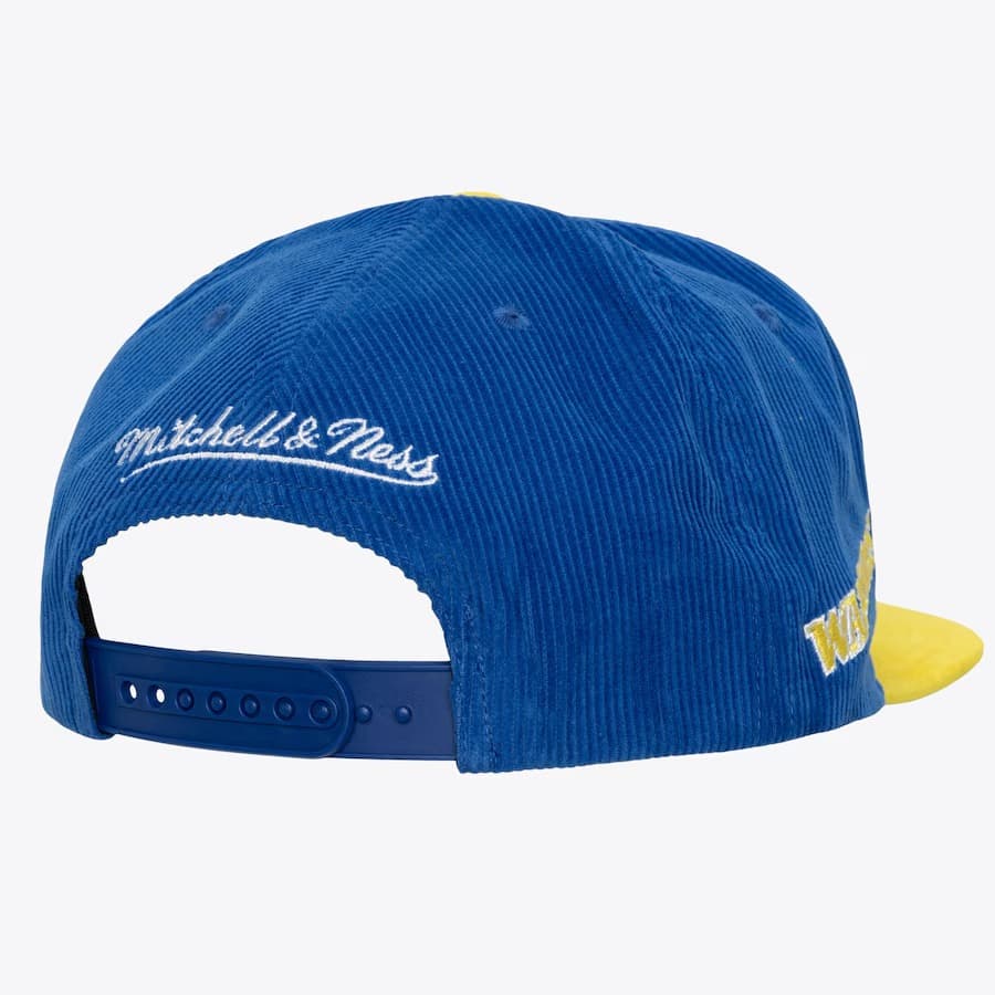 Бейсболка Mitchell & Ness Royal Gold Golden State Warriors Hardwood Classics Sueduroy Snapback Hat
