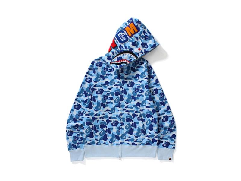 Худи BAPE ABC Camo Shark Full Zip Hoodie Blue