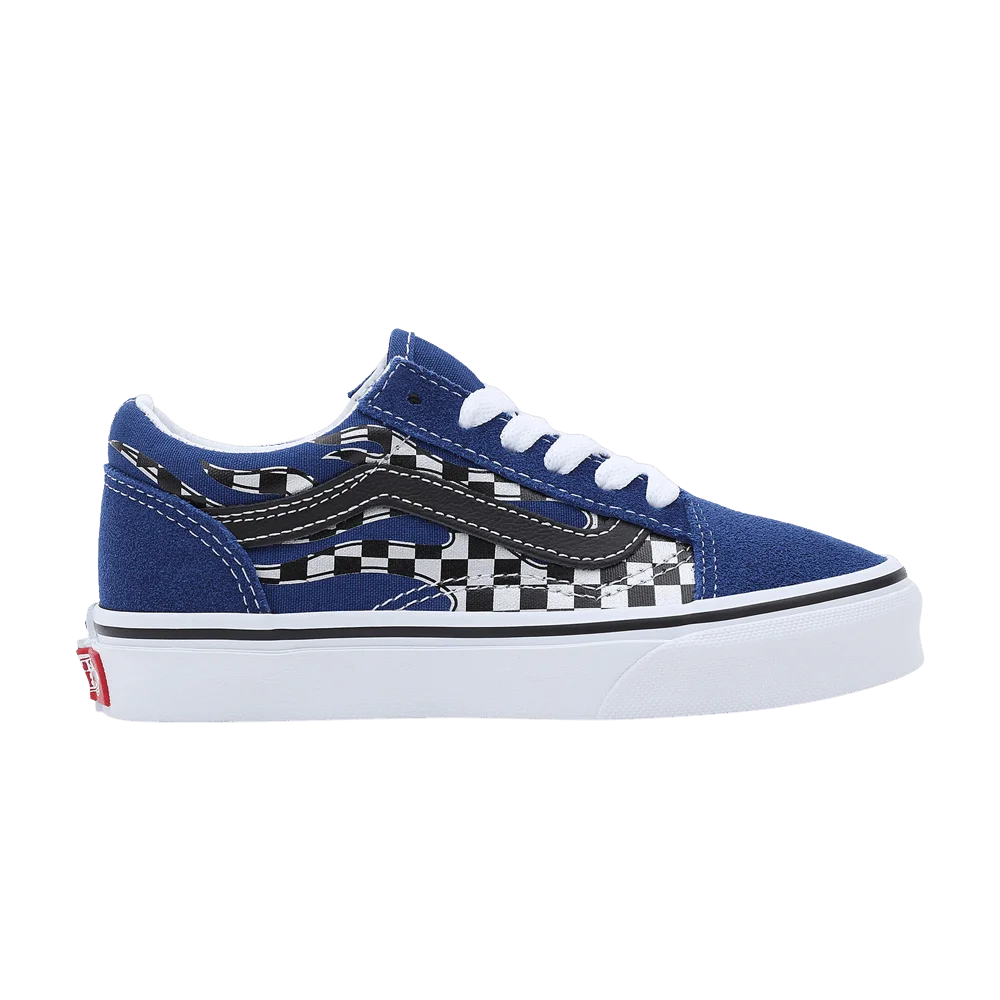 Krossovki-Vans-Old-Skool-Kids-Reflective-Checkerboard-Blue-Flame