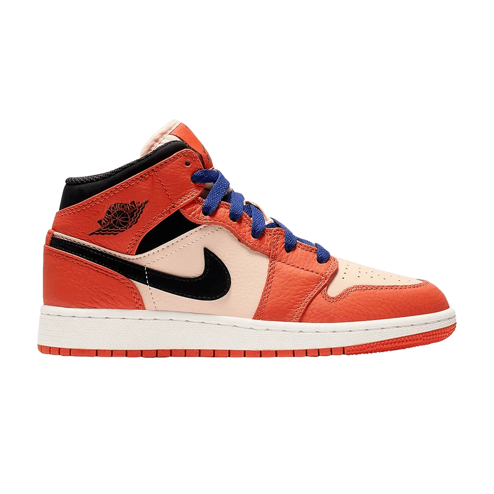Krossovki-Air-Jordan-1-Mid-SE-GS-Team-Orange
