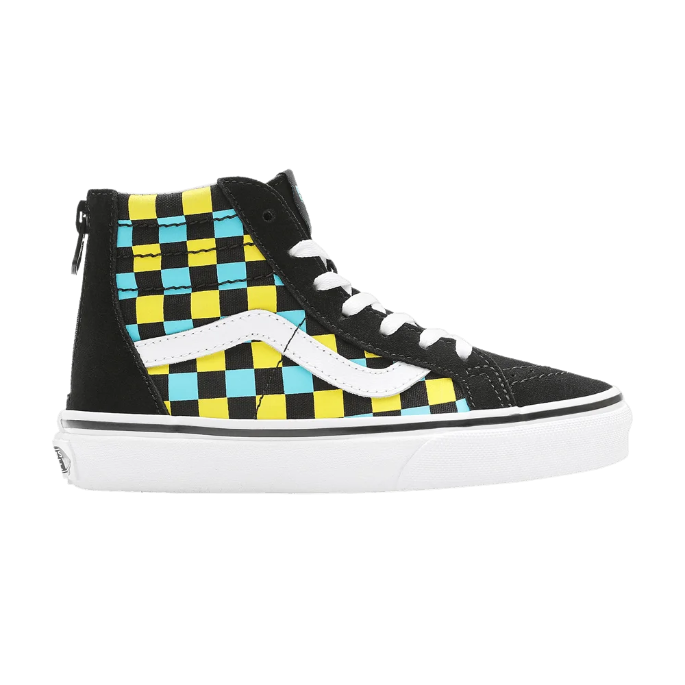 Кроссовки Vans Sk8-Hi Zip Kids 'Neon Glow Checkerboard'