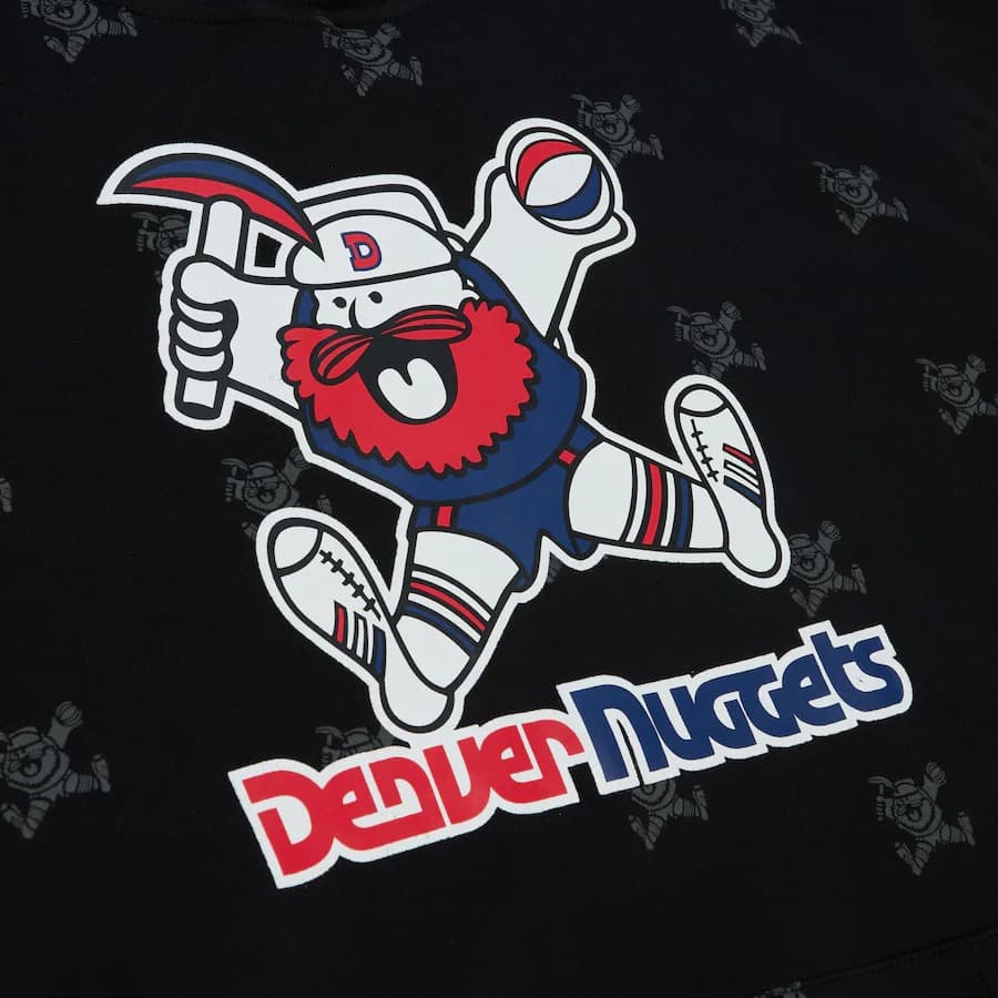 Худи Mitchell & Ness Black Denver Nuggets Allover Print Fleece Pullover Hoodie