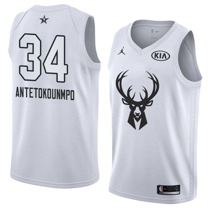 Баскетбольная джерси 2018 All-Star Bucks Giannis Antetokounmpo #34 White Swingman Jersey