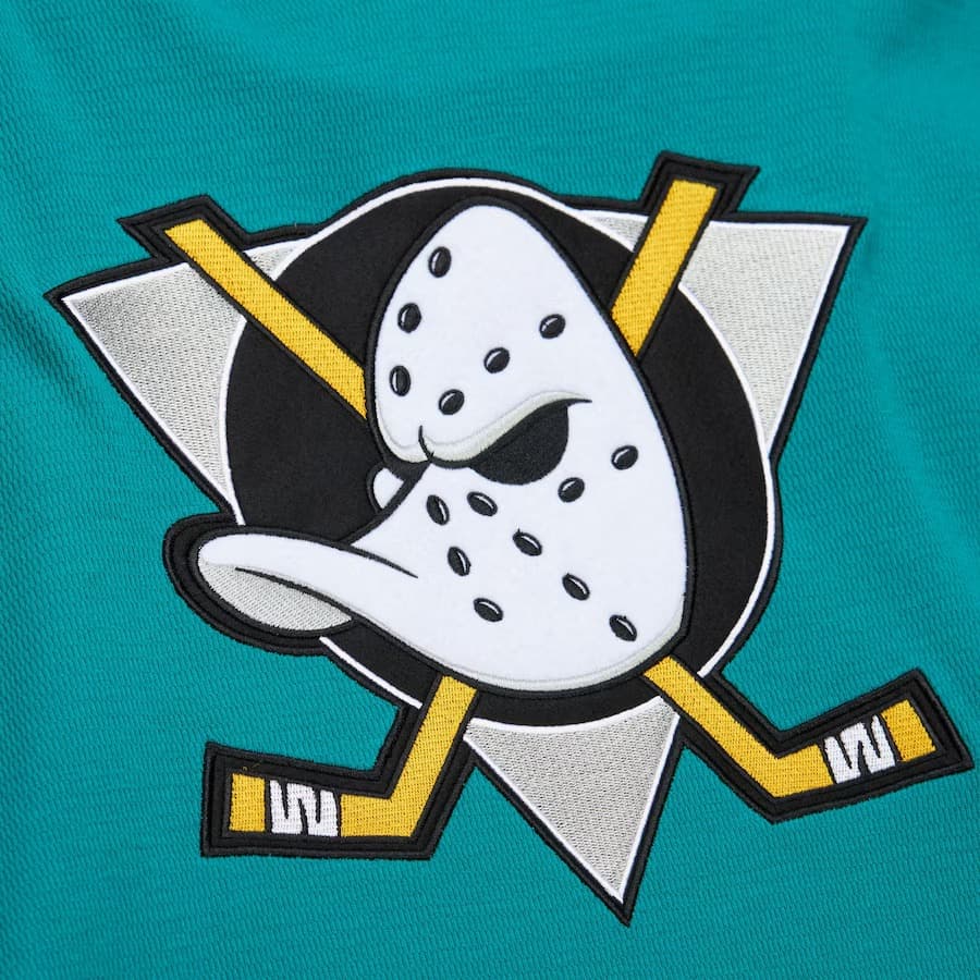 Худи Mitchell & Ness Teal Anaheim Ducks Vintage Logo Thermal Lightweight Pullover Hoodie