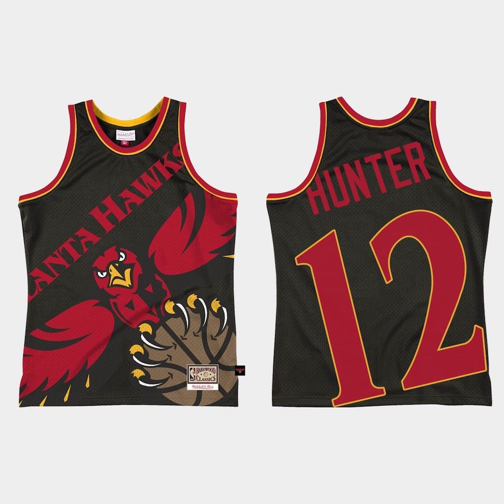 Баскетбольная джерси Atlanta Hawks #12 De’Andre Hunter Big Face 2.0 Black Jersey