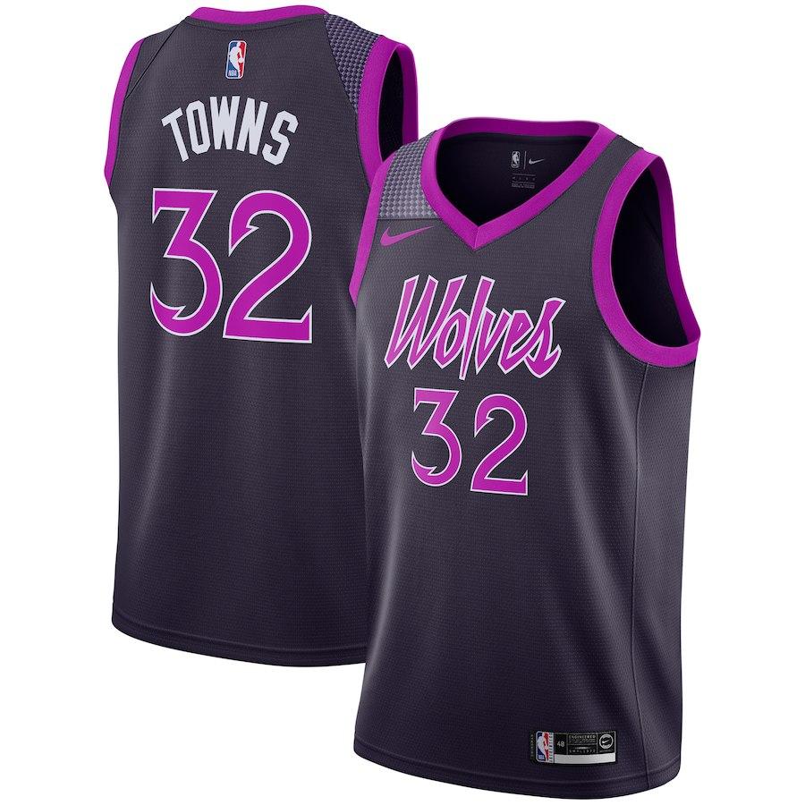Баскетбольная джерси 2018-19 Towns Timberwolves #32 City Purple