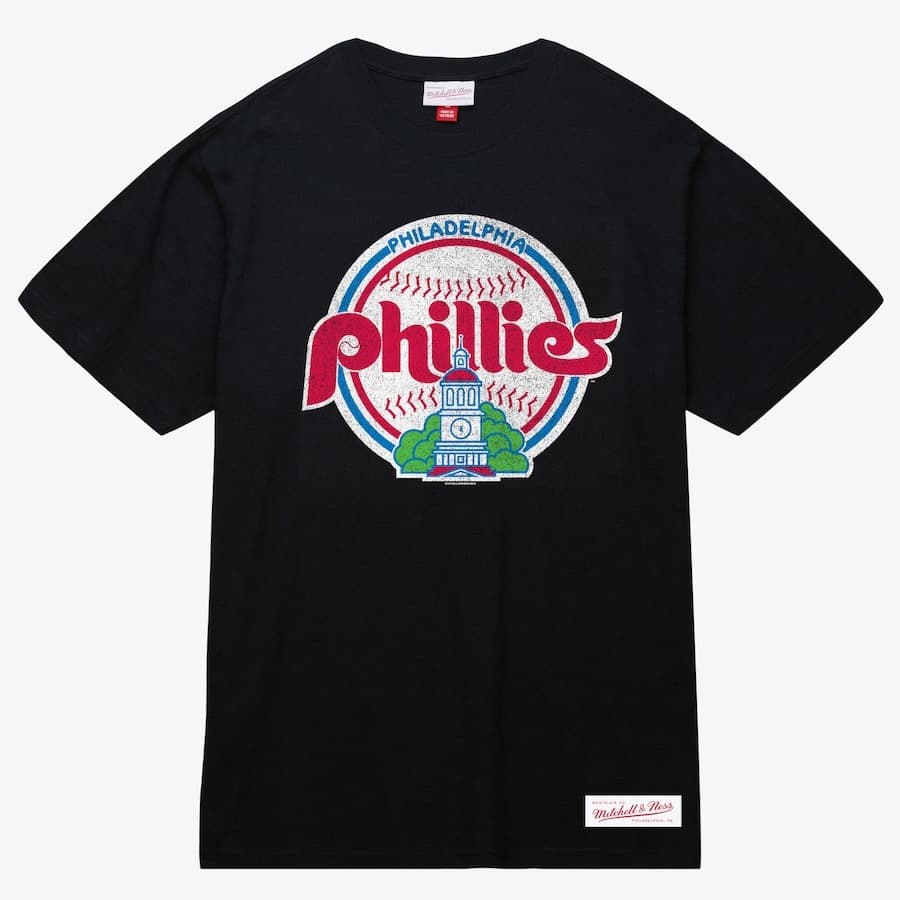 Футболка Mitchell & Ness Black Philadelphia Phillies Logo Slub T-Shirt