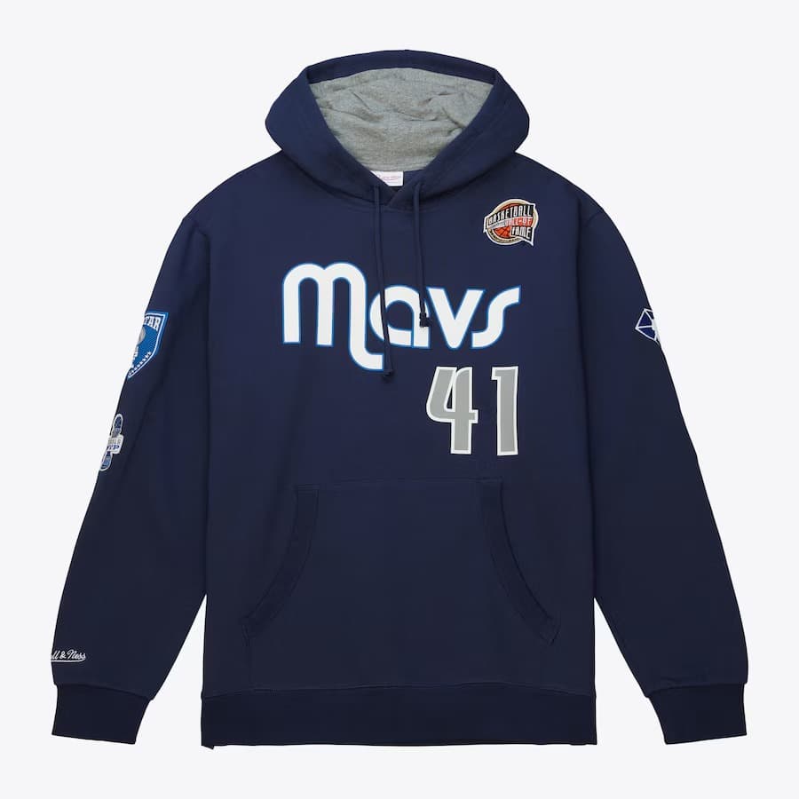 Худи Mitchell & Ness Dirk Nowitzki Navy Dallas Mavericks 2023 Naismith Basketball Hall Of Fame Name & Number Pullover Hoodie