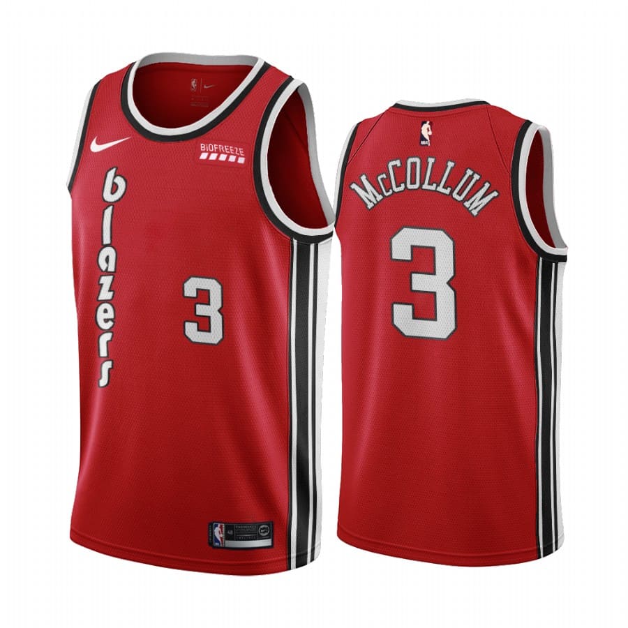 Баскетбольная джерси 2020-21 Portland Trail Blazers #3 C.J. McCollum Classic Edition Red Swingman Jersey