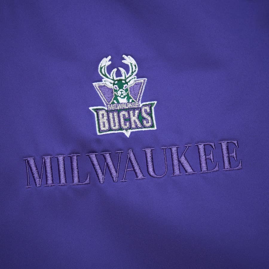 Бомбер Mitchell & Ness Purple Milwaukee Bucks Team OG 3.0 Satin Full Snap Jacket