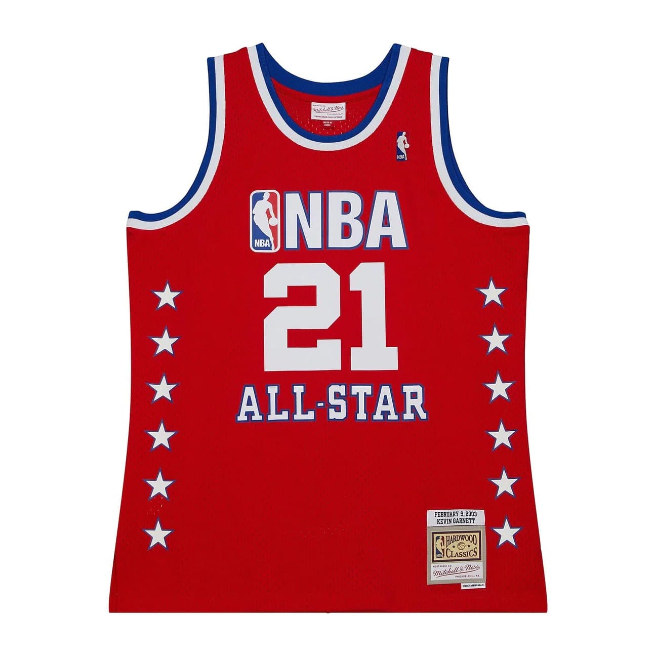 Баскетбольная джерси 2003 All Star Game Kevin Garnett  #21 Swingman Hardwood Classics Red Jersey