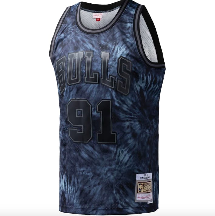 Баскетбольная джерси 1995-96 Chicago Bulls #91 Dennis Rodman Mitchell & Ness Tie-Dye Black Jersey