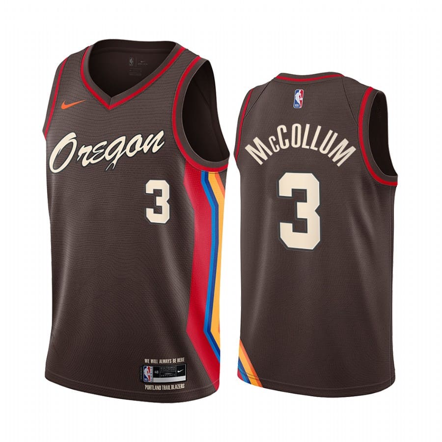 Баскетбольная джерси 2020-21 Portland Trail Blazers #3 C.J. McCollum City Edition Chocolate Swingman Jersey