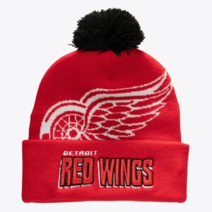 Mitchell-Ness-Red-Detroit-Red-Wings-Punch-Out-Cuffed-Knit-Hat-with-Pom-300x300