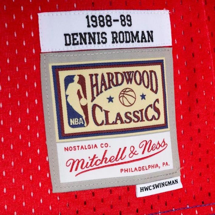 Баскетбольная джерси 1988-89 Detroit Pistons #10 Dennis Rodman Mitchell & Ness Split Blue/Red Jersey