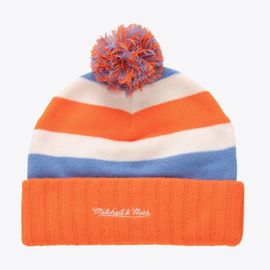 Шапка Mitchell & Ness Orange Cleveland Cavaliers Snow Day Hardwood Classics Cuffed Knit Hat with Pom