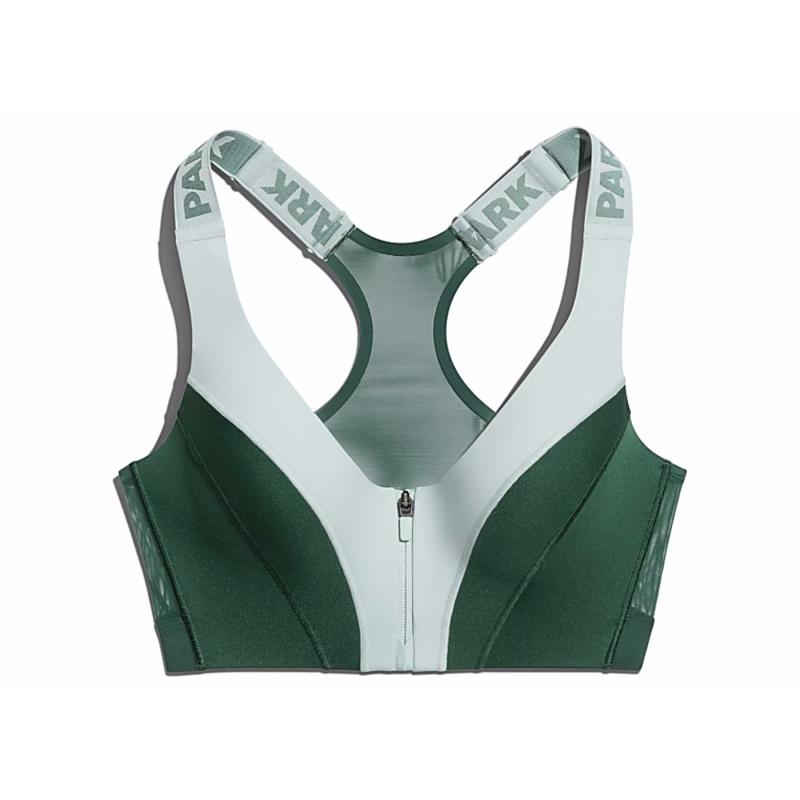 Спортивный топ adidas Ivy Park Medium Support Zip Bra (Plus Size) Green Tint/Dark Green