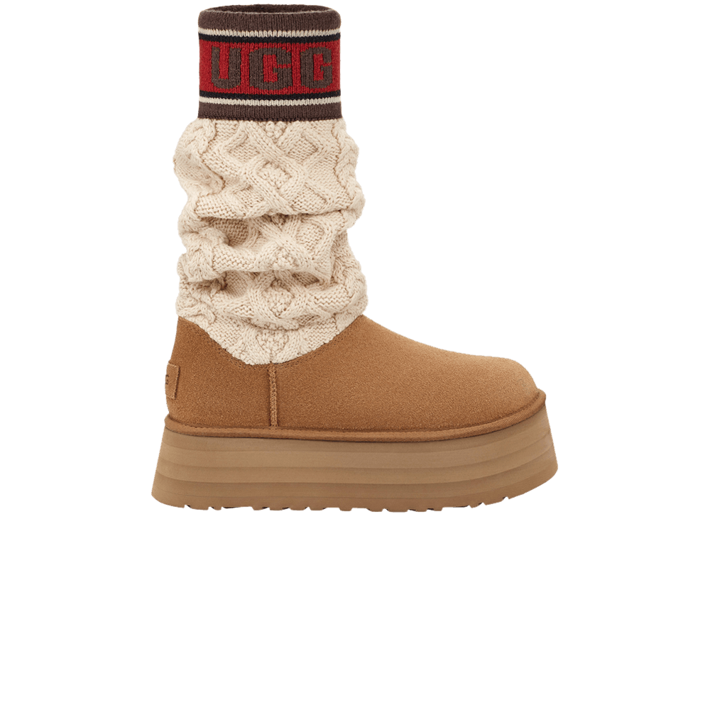 UGG Wmns Classic Sweater Letter Boot 'Chestnut'